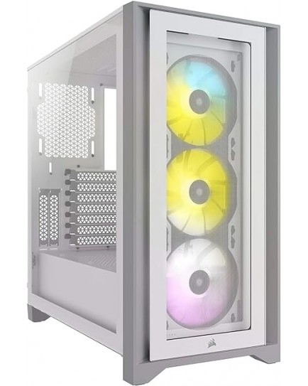 Corsair icue 4000x rgb tempered glass mid-tower atx case, white | CC-9011205-WW Corsair icue 4000x rgb tempered glass mid-tower atx case, white | CC-9011205-WW