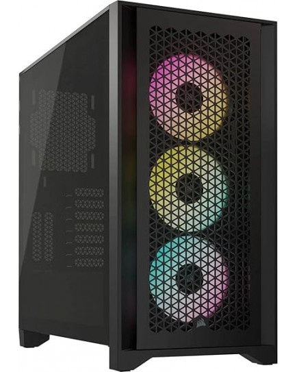 Corsair iCUE 4000D RGB Airflow Mid-Tower Case - 3X AF120 RGB Elite Fans - iCUE Lighting Node PRO Controller - High-Airflow Design - CORSAIR RapidRoute Cable Management System - Black | CC-9011240-WW Corsair iCUE 4000D RGB Airflow Mid-Tower Case - 3X AF120 RGB Elite Fans - iCUE Lighting Node PRO Controller - High-Airflow Design - CORSAIR RapidRoute Cable Management System - Black | CC-9011240-WW