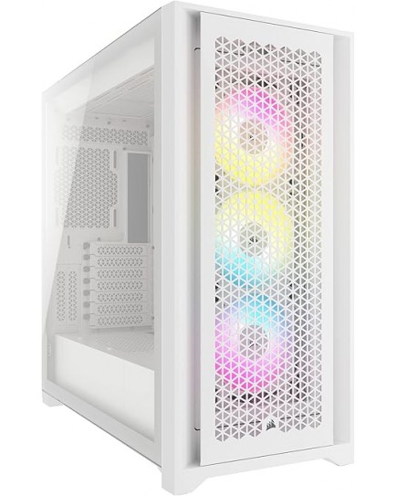 Corsair iCUE 5000D RGB Airflow Mid-Tower Case - 3X AF120 RGB Elite Fans - iCUE Lighting Node PRO Controller - High-Airflow Design - CORSAIR RapidRoute Cable Management System - True White | CC-9011243-WW Corsair iCUE 5000D RGB Airflow Mid-Tower Case - 3X AF120 RGB Elite Fans - iCUE Lighting Node PRO Controller - High-Airflow Design - CORSAIR RapidRoute Cable Management System - True White | CC-9011243-WW