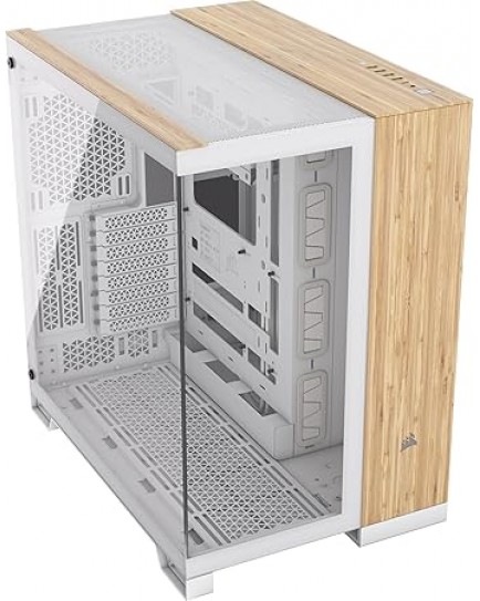 CORSAIR ATX 6500X Mid-Tower Dual Chamber PC Case - Panoramic Tempered Glass - Reverse Connection Compatible Motherboard - No Fans Included - White/Bamboo Wood | CC-9011284-WW CORSAIR ATX 6500X Mid-Tower Dual Chamber PC Case - Panoramic Tempered Glass - Reverse Connection Compatible Motherboard - No Fans Included - White/Bamboo Wood | CC-9011284-WW