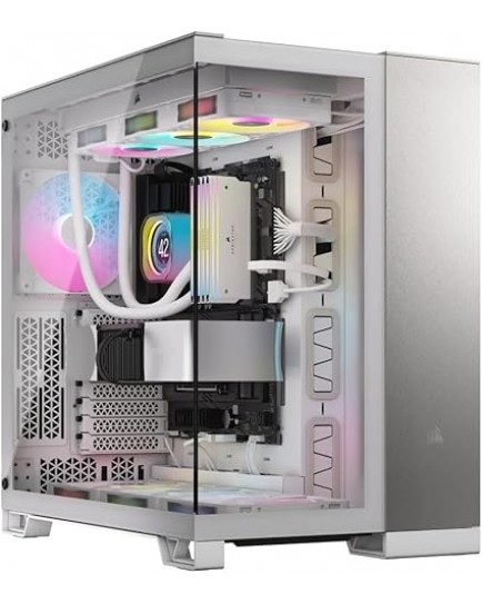 CORSAIR 6500X Mid-Tower ATX Dual Chamber PC Case - Tempered Panoramic Glass - Reverse Connection Motherboard Compatible - No Fans Included - White/Satin Grey Aluminium | CC-9011285-WW CORSAIR 6500X Mid-Tower ATX Dual Chamber PC Case - Tempered Panoramic Glass - Reverse Connection Motherboard Compatible - No Fans Included - White/Satin Grey Aluminium | CC-9011285-WW