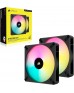 Corsair iCUE AF140 RGB Elite 140mm PWM Dual Fan Kit - Eight RGB LEDs Per Fan - AirGuide Technology - Fluid Dynamic Bearing - Zero RPM Fan Mode - Included iCUE Lighting Node CORE Controller - Black | CO-9050156-WW Corsair iCUE AF140 RGB Elite 140mm PWM Dual Fan Kit - Eight RGB LEDs Per Fan - AirGuide Technology - Fluid Dynamic Bearing - Zero RPM Fan Mode - Included iCUE Lighting Node CORE Controller - Black | CO-9050156-WW