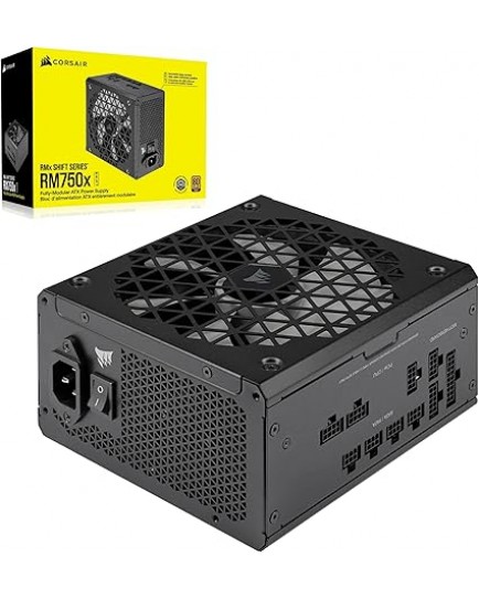 Corsair RM750x SHIFT Fully Modular ATX Power Supply - 80 PLUS Gold - ATX 3.0 - PCIe 5.0 - Zero RPM - Modular Side Interface - Black | CP-9020251-UK Corsair RM750x SHIFT Fully Modular ATX Power Supply - 80 PLUS Gold - ATX 3.0 - PCIe 5.0 - Zero RPM - Modular Side Interface - Black | CP-9020251-UK