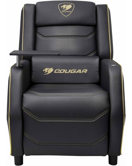 COUGAR RANGER PRO ROYAL Adjustable Gaming Sofa with Detachable Swivel Table, Breathable PVC Leather, Side Storage Pocket, USB Type-C Charging Port, Headrest & Lumbar Pillow, Black/Gold | 3MRGPGLB.0001 COUGAR RANGER PRO ROYAL Adjustable Gaming Sofa with Detachable Swivel Table, Breathable PVC Leather, Side Storage Pocket, USB Type-C Charging Port, Headrest & Lumbar Pillow, Black/Gold | 3MRGPGLB.0001