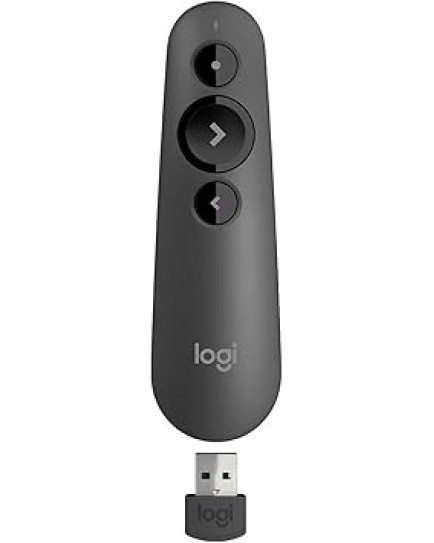 Logitech R500s Laser Presentation Remote Clicker with Dual Connectivity Bluetooth or USB for Powerpoint, Keynote, Google Slides, Wireless Presenter - Black (Class 1 Laser) Logitech R500s Laser Presentation Remote Clicker with Dual Connectivity Bluetooth or USB for Powerpoint, Keynote, Google Slides, Wireless Presenter - Black (Class 1 Laser)