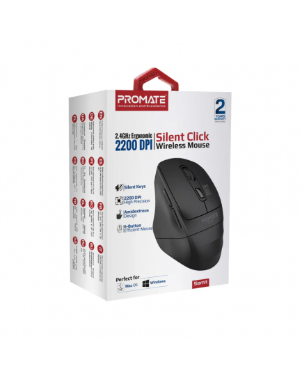 Samit.black 2200 DPI Ergonomic Wireless Optical Mouse, Silent Keys rated For 3 Million Key Strokes Samit.black 2200 DPI Ergonomic Wireless Optical Mouse, Silent Keys rated For 3 Million Key Strokes