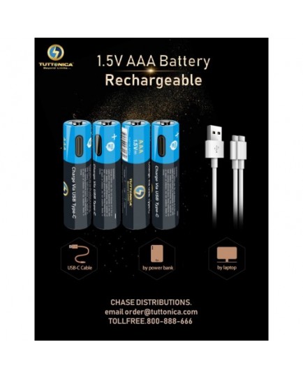 TUTTONICA AAA TYPE-C RECHARGEABLE BATTERY (4 BATTERY PACK) TUTTONICA AAA TYPE-C RECHARGEABLE BATTERY (4 BATTERY PACK)