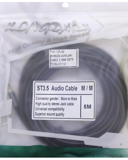 KONGDA AUDIO TO AUDIO ( AUDIO CABLE ) MALE MALE 5M