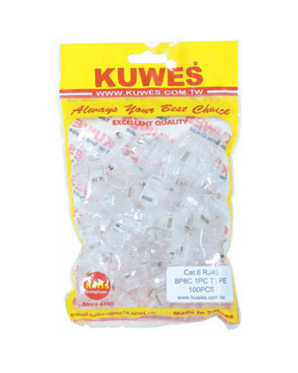 KUWES CAT6 UTP RJ-45 CONNECTORS PACK OF 100 Pc KUWES CAT6 UTP RJ-45 CONNECTORS PACK OF 100 Pc