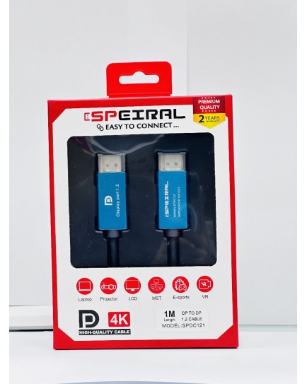 SPEIRAL DISPLAYPORT CABLE 1METER 1.2 4K 60 HZ SPDC121 SPEIRAL DISPLAYPORT CABLE 1METER 1.2 4K 60 HZ SPDC121