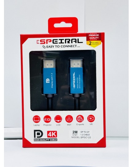 SPEIRAL DISPLAYPORT CABLE 2METER 1.2 4K 60 HZ SPDC122 SPEIRAL DISPLAYPORT CABLE 2METER 1.2 4K 60 HZ SPDC122
