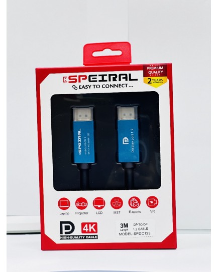 SPEIRAL DISPLAYPORT CABLE 3METER 1.2 4K 60 HZ SPDC123 SPEIRAL DISPLAYPORT CABLE 3METER 1.2 4K 60 HZ SPDC123