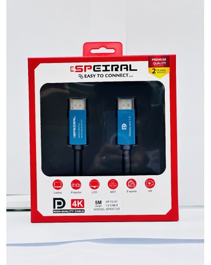 SPEIRAL DISPLAYPORT CABLE 5METER 1.2 4K 60 HZ SPDC125 SPEIRAL DISPLAYPORT CABLE 5METER 1.2 4K 60 HZ SPDC125