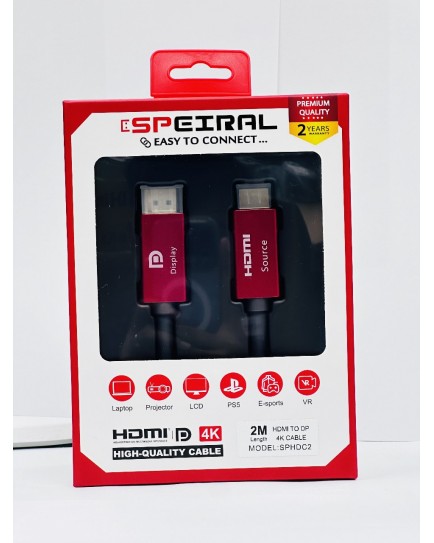 Speiral HDMI to DisplayPort 2METER Cable 4K 60 Hz SPHDC2 Speiral HDMI to DisplayPort 2METER Cable 4K 60 Hz SPHDC2