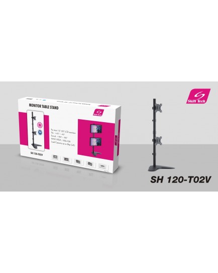 SKILL TECH SH120 T02V Vertical Dual-Monitor Steel Articulating Desktop Mount
