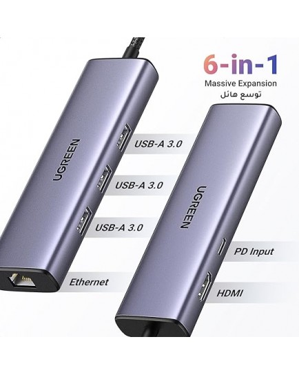 UGREEN USB-C To 3*USB 3.0 A+HDMI+RJ45+PD Converter 15598 UGREEN USB-C To 3*USB 3.0 A+HDMI+RJ45+PD Converter 15598