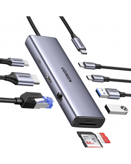 UGREEN USB-C to 2*USB3.0+2*USB-C+HDMI+RJ45+SD&TF +PD port Converter 15375 UGREEN USB-C to 2*USB3.0+2*USB-C+HDMI+RJ45+SD&TF +PD port Converter 15375