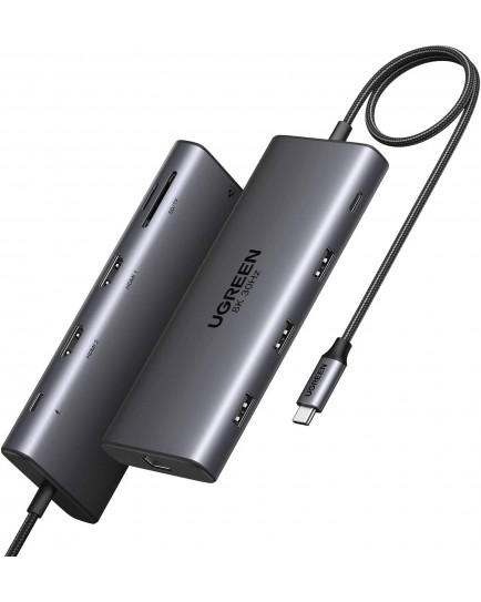 UGREEN Revodok Pro 210 10 in 1 USB-C to 1*USB3.0+2*USB2.0+USB-C3.0+2*HDMI+RJ45 Gigabit+SD&TF +PD port Converter 15534 UGREEN Revodok Pro 210 10 in 1 USB-C to 1*USB3.0+2*USB2.0+USB-C3.0+2*HDMI+RJ45 Gigabit+SD&TF +PD port Converter 15534