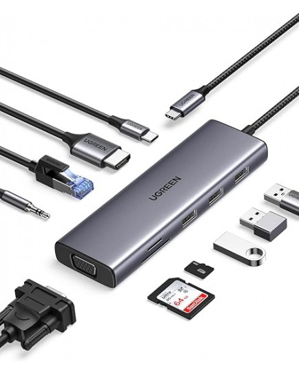 USB-C To 3*USB 3.0 A+HDMI+VGA+RJ45 Gigabit+SD/TF+AUX3.5mm+PD Converter 15601 USB-C To 3*USB 3.0 A+HDMI+VGA+RJ45 Gigabit+SD/TF+AUX3.5mm+PD Converter 15601