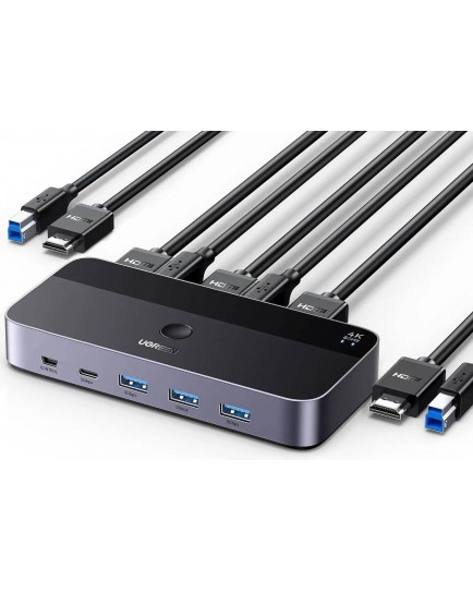 UGREEN USB 3.0 KVM Switch HDMI 4K@60HZ for 2 Computers and 1 Monitor with 3*USB-A Ports, 1*USB-C Port 15707 UGREEN USB 3.0 KVM Switch HDMI 4K@60HZ for 2 Computers and 1 Monitor with 3*USB-A Ports, 1*USB-C Port 15707