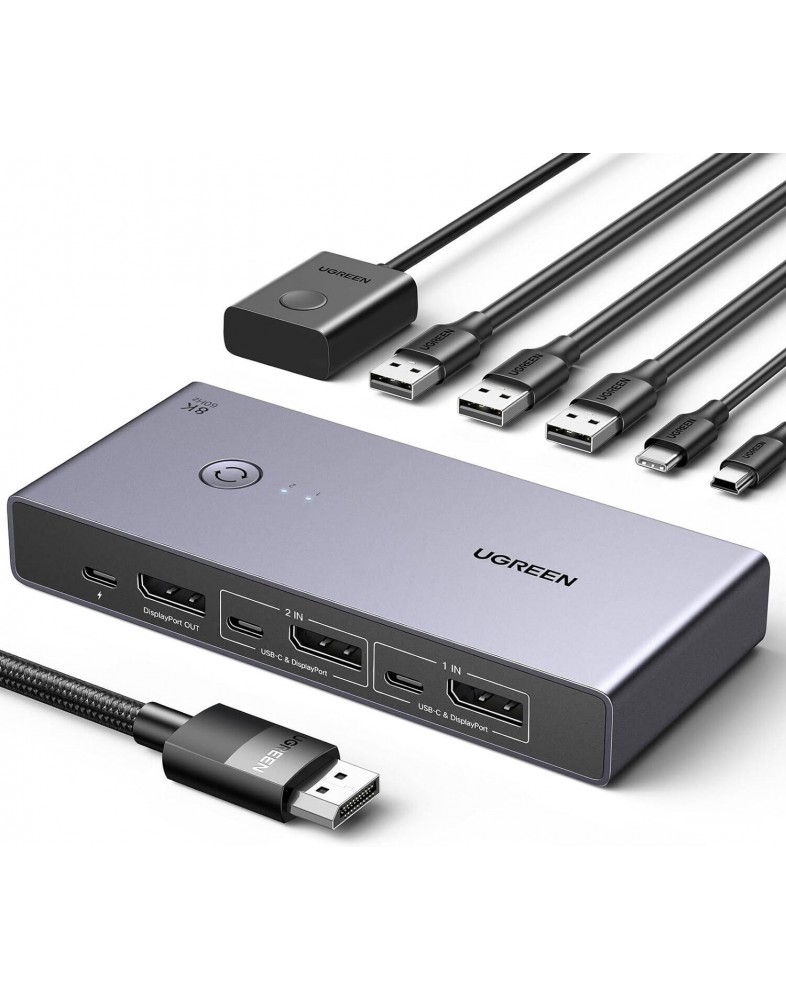 Envy2015モデル UGREEN DisplayPort KVM Switch 2 In 1 Out – Dual PC to One Monitor