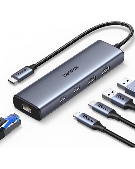 UGREEN USB 3.2 C to USB-A 3.2+USB-A 2.0+2* USB-C 3.2 Converter + Gigabit with USB-C Power Port (6in1) 45320 UGREEN USB 3.2 C to USB-A 3.2+USB-A 2.0+2* USB-C 3.2 Converter + Gigabit with USB-C Power Port (6in1) 45320