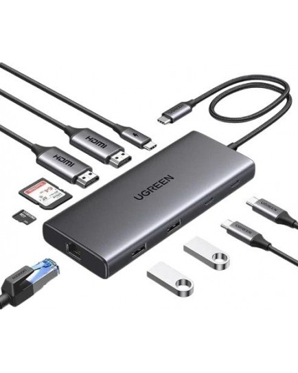 UGREEN USB-C to USB-A 3.2+USB-A 3.0+2*USB-C 3.2+2*HDMI+RJ45 Gigabit+SD&TF +PD port Converter (10in1) 45380 UGREEN USB-C to USB-A 3.2+USB-A 3.0+2*USB-C 3.2+2*HDMI+RJ45 Gigabit+SD&TF +PD port Converter (10in1) 45380