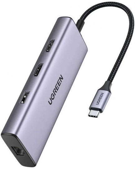 UGREEN USB-C to 2×USB 3.0+1×USB 2.0+2×HDMI+RJ45(1000M)+SD+TF+PD 4K60Hz 90119 UGREEN USB-C to 2×USB 3.0+1×USB 2.0+2×HDMI+RJ45(1000M)+SD+TF+PD 4K60Hz 90119
